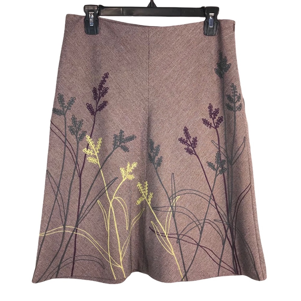 Embroidered Floral Purple Skirt